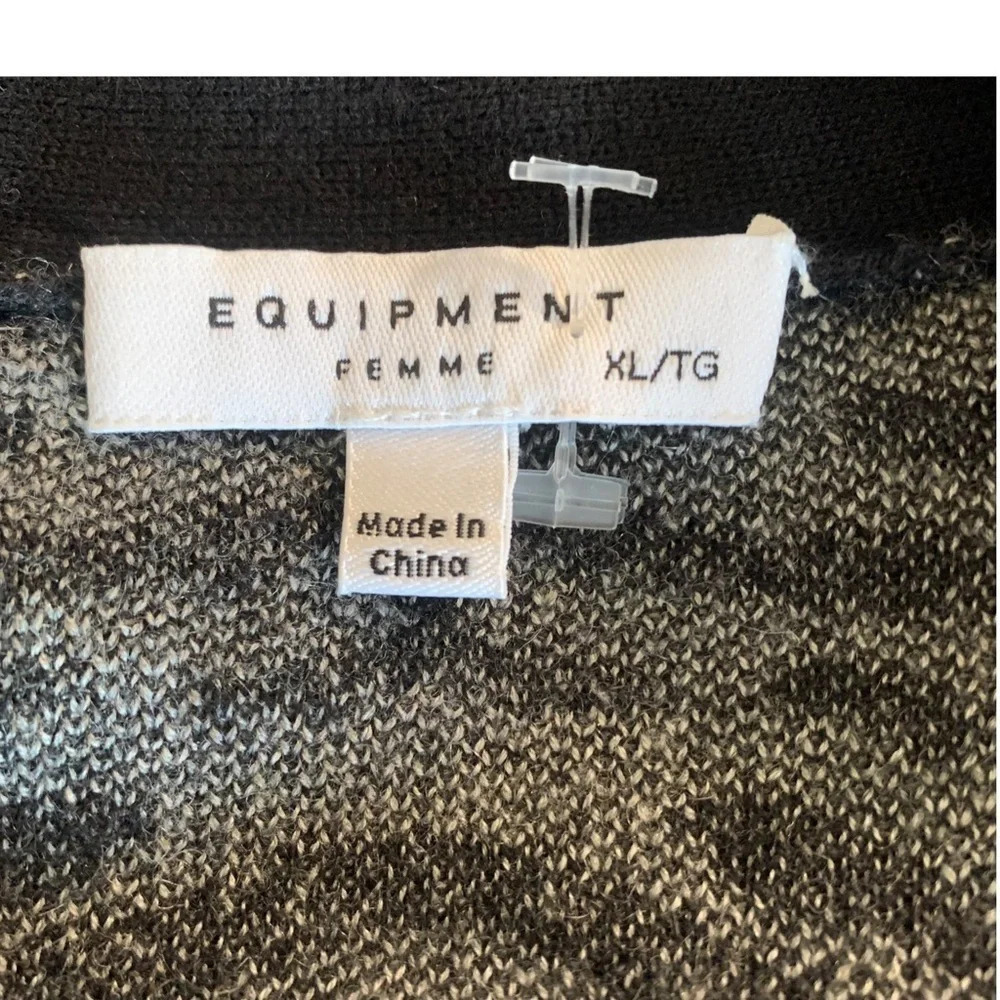 Equipment Femme Leopard Print Cardigan in Grey and Black XL - Picture 3 of 5